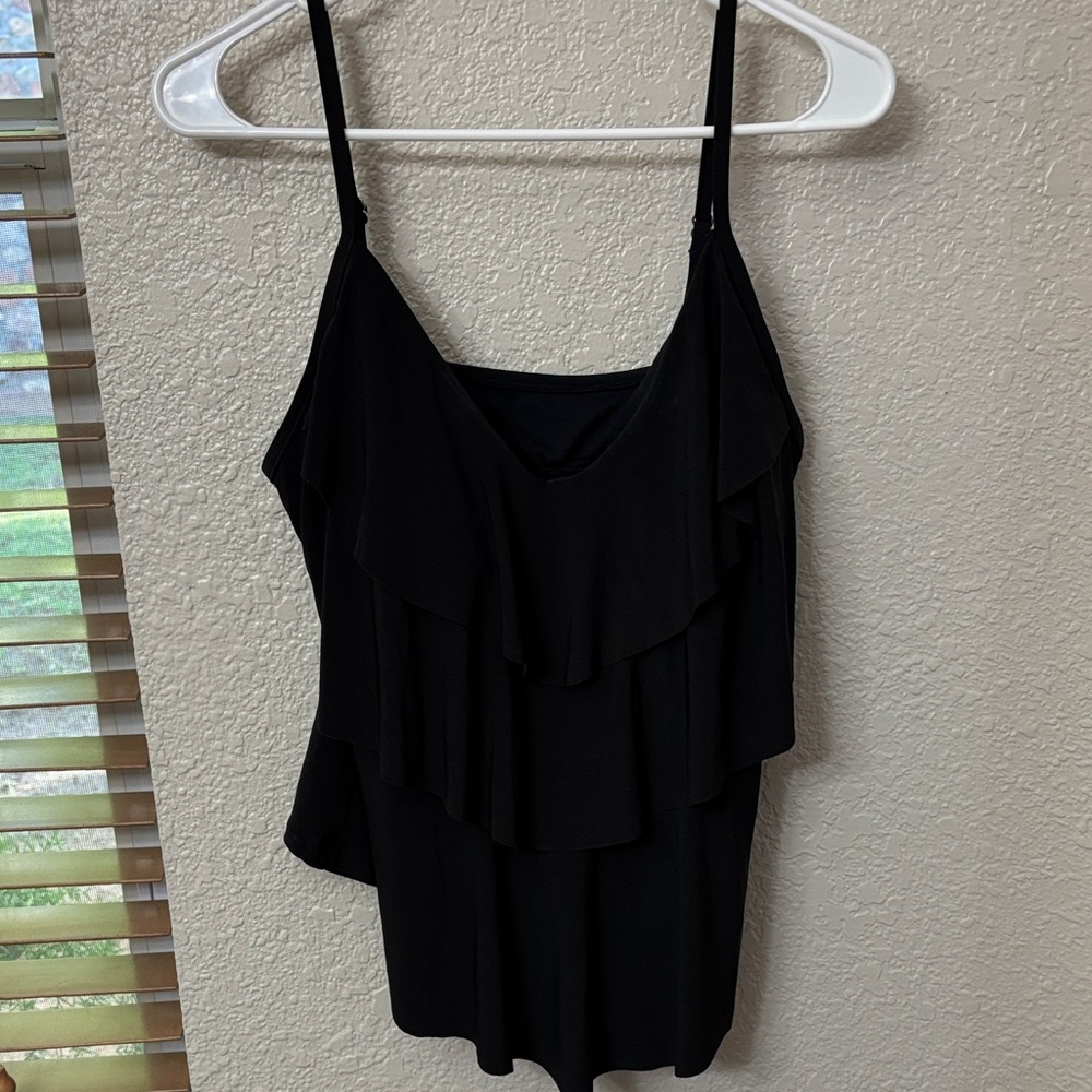 Chic Black Layered Women's Swim Camisole